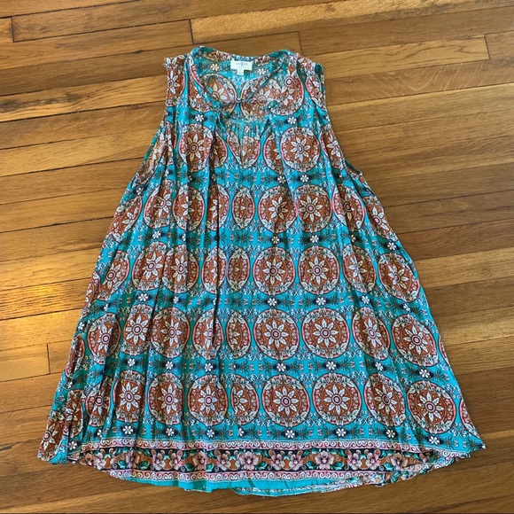 Teal patterned Umgee dress. Size L. - Picture 1 of 2